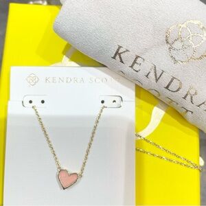 Kendra Scott Ari Gold Heart Pendant Light Pink Drusy Necklace